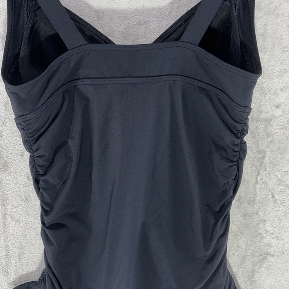 Lands' End Black Tankini Top with Ruched Sides & Ruffled Edge Size 10DDD - Picture 5 of 8